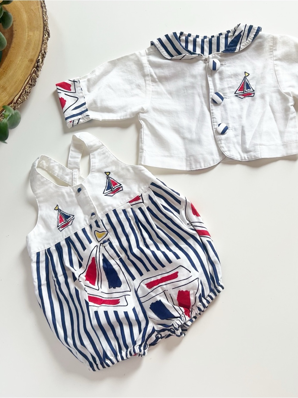NWT Little Wishes Nautical Sail Boat Overall Bubble & Jacket Set | 3-6m